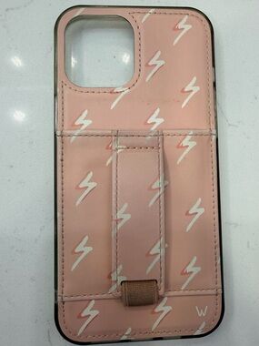 Walli brand pink Lightning Pattern Phone Case with Hold Strap/wallet